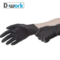 100 Gants Nitrile Noirs Non Poudrés Taille XL (9/10) Résistants et Confortables Usage Alimentaire ou Professionnel - D-Work