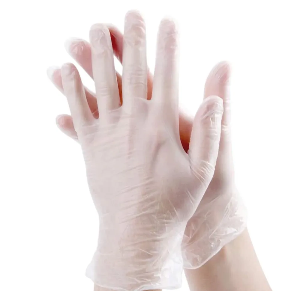 100 Gants Vinyle Micro Poudrés Taille L (8/9) Résistants, Confortables et Polyvalents pour Usage Alimentaire - D-Work