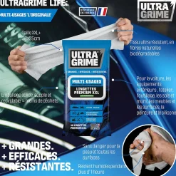 40 lingettes multi-usages premium XXL UltraGrime L.38 x l.25 cm