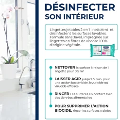 50 lingettes nettoyantes désinfectantes