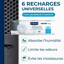 6 recharges de 500g universelles pour absorbeur d'humidité Starwax