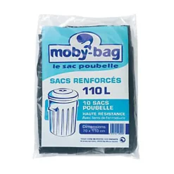 10 sacs poubelle renforcés noirs 110L