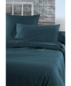 1 Taie de traversin percale de coton uni 45 x 185 cm Elysee pétrole