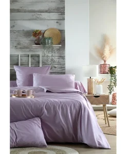 1 Taie de traversin percale de coton uni 45 x 185 cm Elysee violet