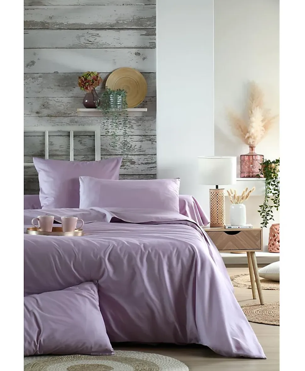 1 Taie de traversin percale de coton uni 45 x 185 cm Elysee violet
