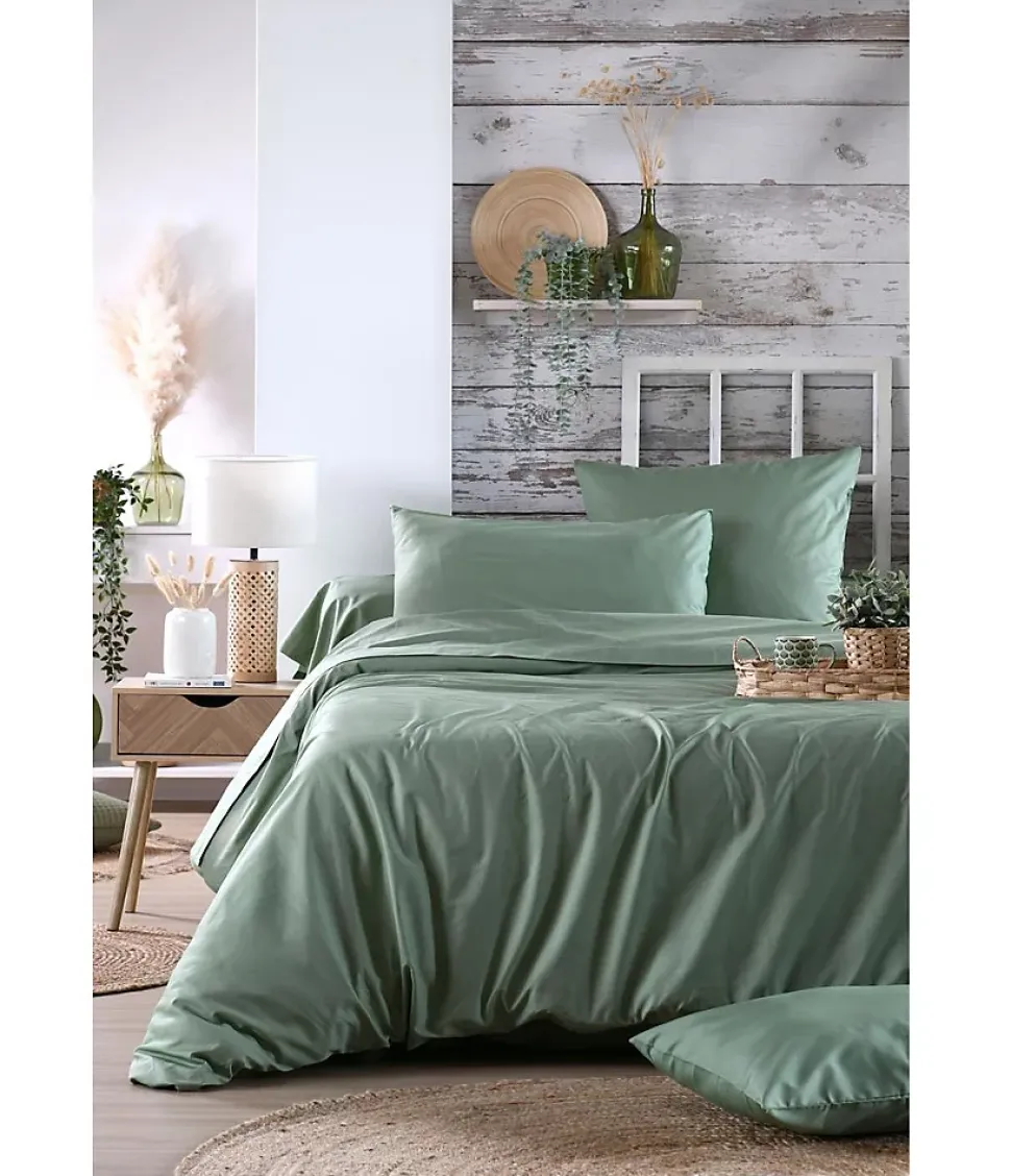 1 Taie de traversin percale de coton uni 45 x 185 cm Elysee vert