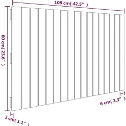 824825 vidaXL Tête de lit murale Gris 108x3x60 cm Bois massif de pin