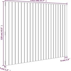 824947 vidaXL Tête de lit murale Noir 146,5x3x110 cm Bois massif de pin