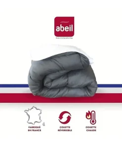 ABEIL Couette Bicolore - 200 x 200 cm - Blanc et gris