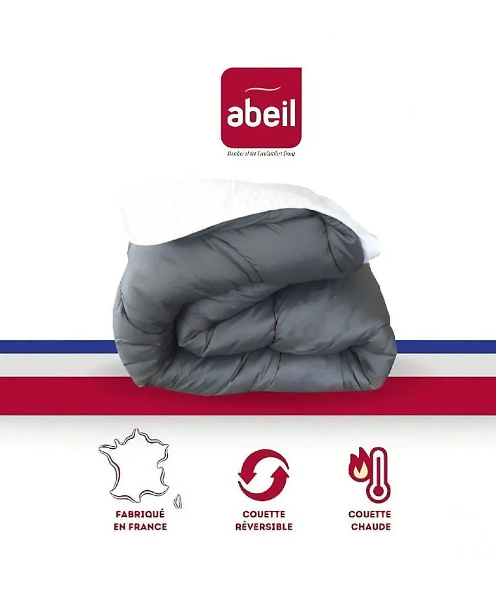 ABEIL Couette Bicolore - 220 x 240 cm - Blanc et gris