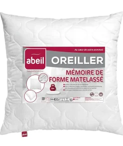 ABEIL Oreiller a mémoire de forme matelassé 60x60 cm blanc