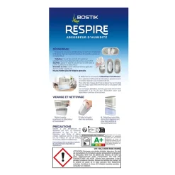 Absorbeur d'humidité avec 2 tablettes de 250 g Bostik Respire pour surface de 25 m²