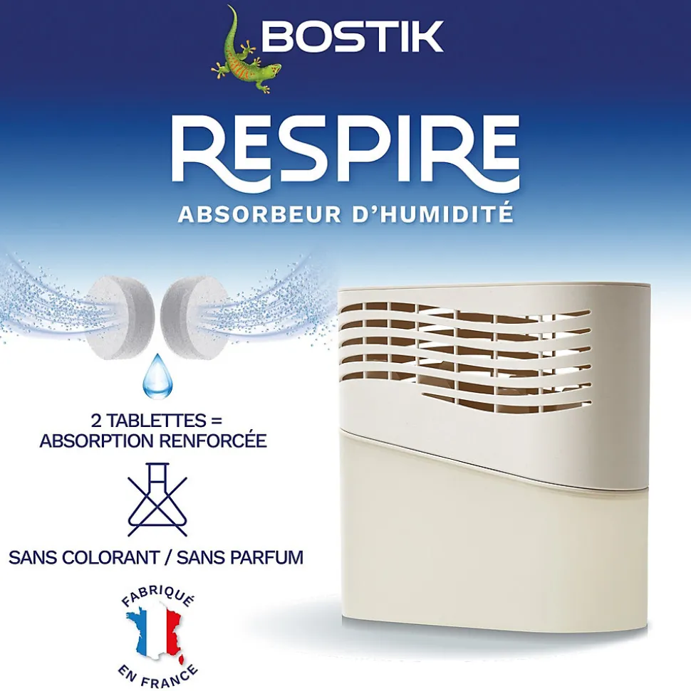 Absorbeur d'humidité avec 4 tablettes de 250 g Bostik Respire pour surface de 25 m²