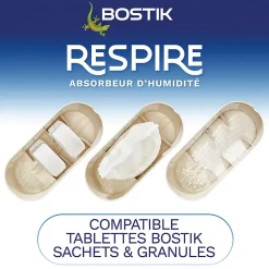 Absorbeur d'humidité avec 4 tablettes de 250 g Bostik Respire pour surface de 25 m²