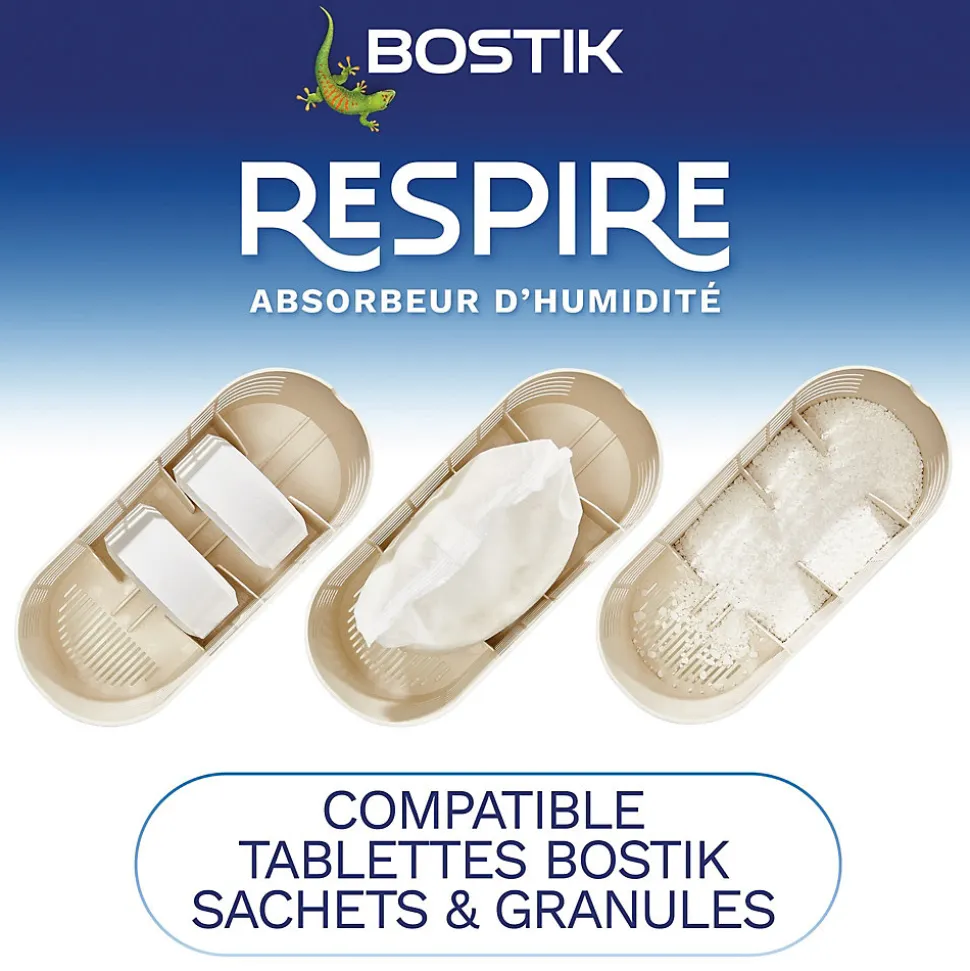Absorbeur d'humidité avec 4 tablettes de 250 g Bostik Respire pour surface de 25 m²