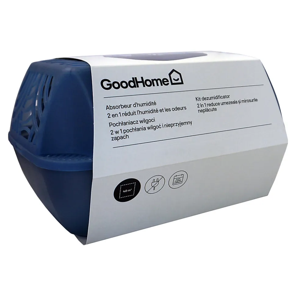 Absorbeur d'humidité GoodHome 40m² + 2 recharges galet 450g