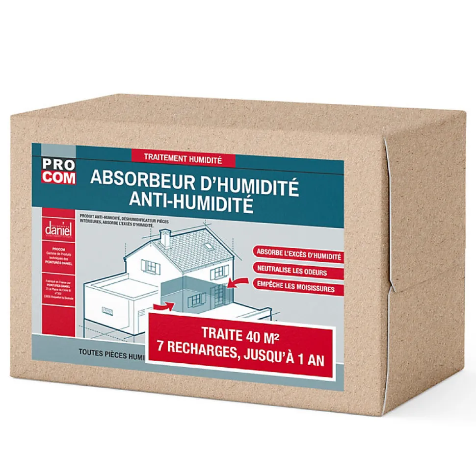 Absorbeur d'humidité, protection anti-humidité PROCOM-kit 40 m² + 7 recharges-