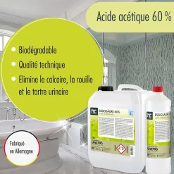 Acide Acétique 60 %, 1 x 1 L : Nettoyant Concentré, Et Économique Pour Un Usage Ménager Polyvalent