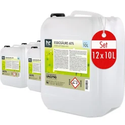Acide Acétique 60 %, 12 x 10 L : Nettoyant Concentré, Et Économique Pour Un Usage Ménager Polyvalent