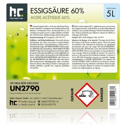 Acide Acétique 60 %, 48 x 5 L : Nettoyant Concentré, Et Économique Pour Un Usage Ménager Polyvalent