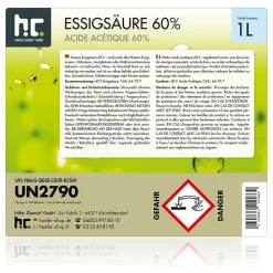 Acide Acétique 60 %, 24 x 1 L : Nettoyant Concentré, Et Économique Pour Un Usage Ménager Polyvalent