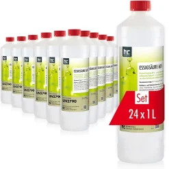 Acide Acétique 60 %, 24 x 1 L : Nettoyant Concentré, Et Économique Pour Un Usage Ménager Polyvalent