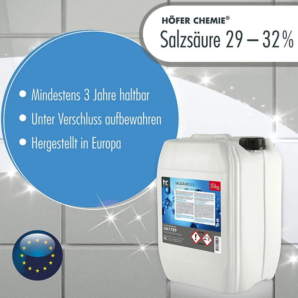 Acide Chlorhydrique 29-32%, Bidon De 4 x 20 Kg, Nettoyage, Décapage, Traitement Métallurgique