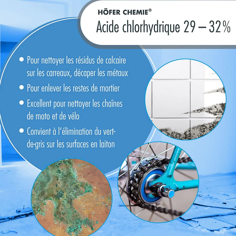 Acide Chlorhydrique 29-32%, Bidon De 4 x 20 Kg, Nettoyage, Décapage, Traitement Métallurgique