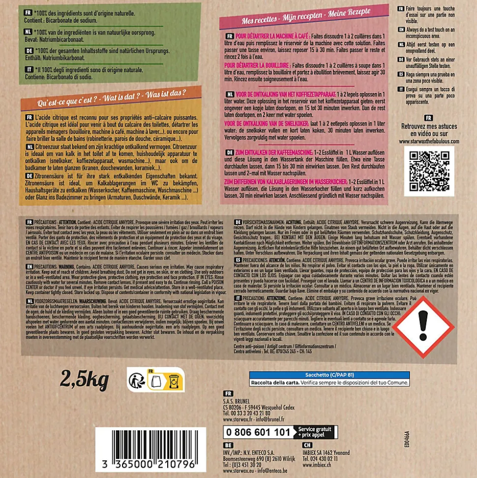 Acide citrique 2,5kg Starwax Fabulous