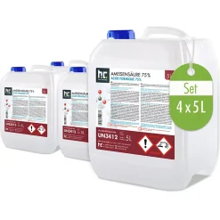 Acide Formique 75 % 2 x 5 L, Puissant Nettoyant Technique Pour Détartrage, Décapage Et Traitement Du Cuir