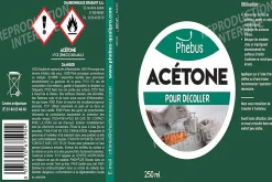 Acétone Phebus pour taches de peintures, vernis et colles 250ml