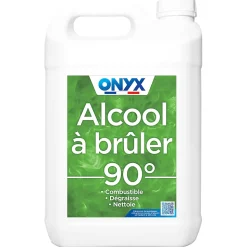 Alcool à brûler 90° pour métal, bois, tissus et vitres Onyx 5 L