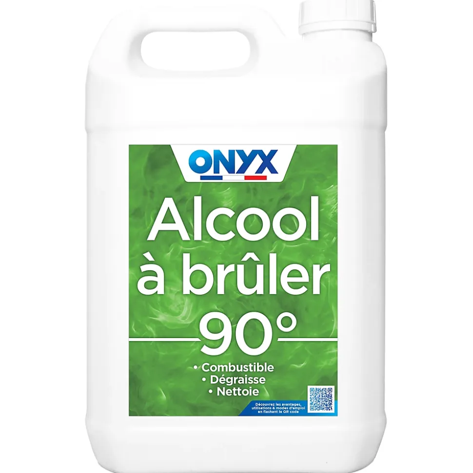 Alcool à brûler 90° pour métal, bois, tissus et vitres Onyx 5 L