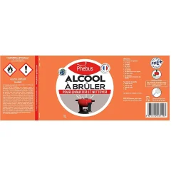 Alcool à brûler pour chauffer et nettoyer Phebus 1L