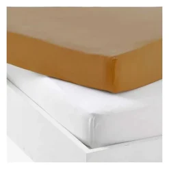 Alèse et drap-housse P'TIT DODO 60 x 120 cm Blanc Caramel - Set 2 pièces