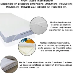 Alèse Protège Matelas Imperméable Avec Coins élastiques 180x200 Cm
