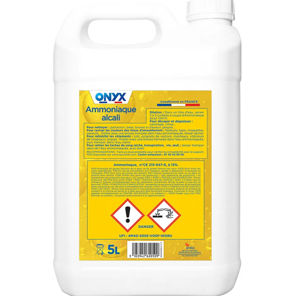 Ammoniaque alcali textile et carrelage Onyx bricolage 5L