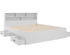 Andrea - lit avec rangements - 180x200 cm - sommier inclus - bois - Best Mobilier