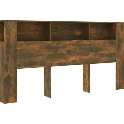 ANSELF Tête de lit avec Rangement,Tete de lit Bois,Design Mural,Espace de Rangement,Chêne fumé 200x18,5x104,5 cm