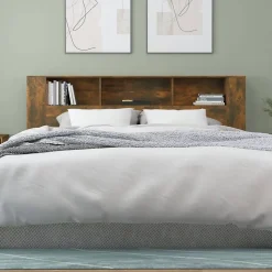 ANSELF Tête de lit avec Rangement,Tete de lit Bois,Design Mural,Espace de Rangement,Chêne fumé 200x18,5x104,5 cm
