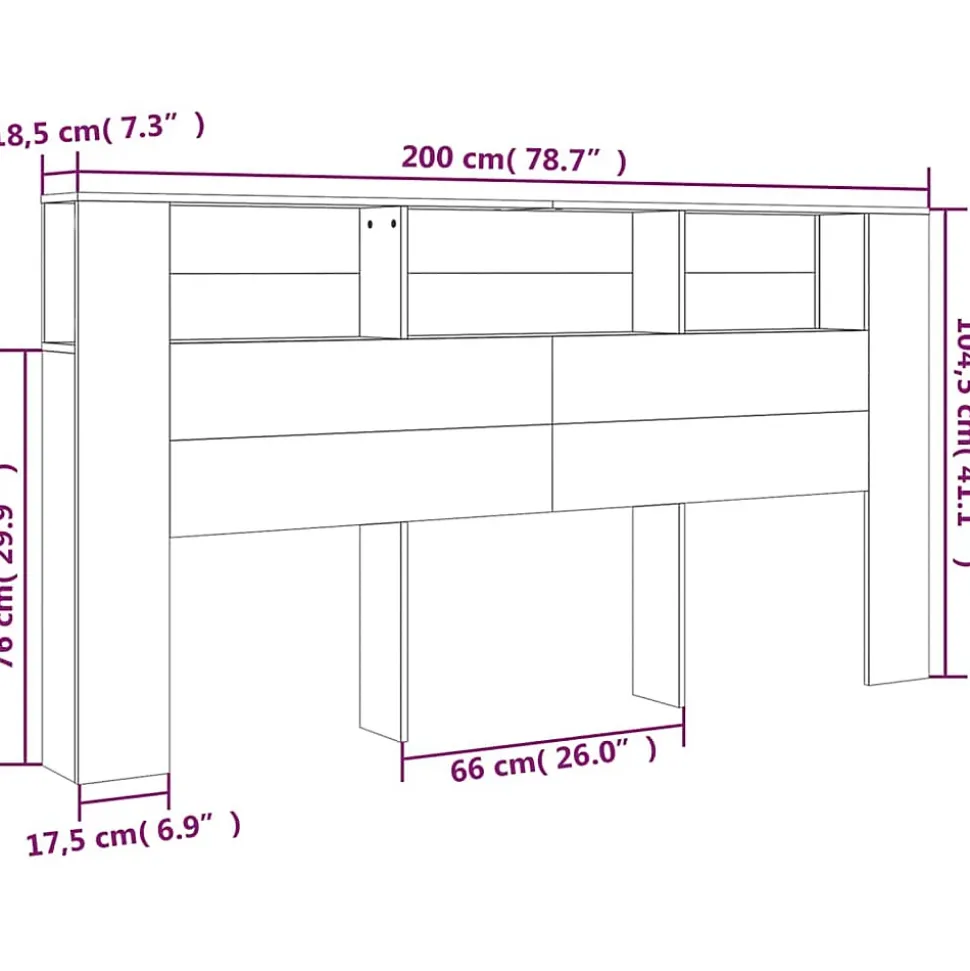 Armoire de tête de lit chêne sonoma 200x18,5x104,5 cm vidaXL