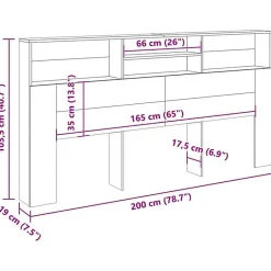 Armoire de tête de lit chêne artisanal 200x19x103,5 cm vidaXL