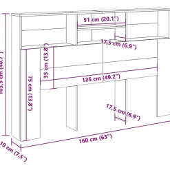 Armoire de tête de lit vieux bois 160x19x103,5 cm vidaXL