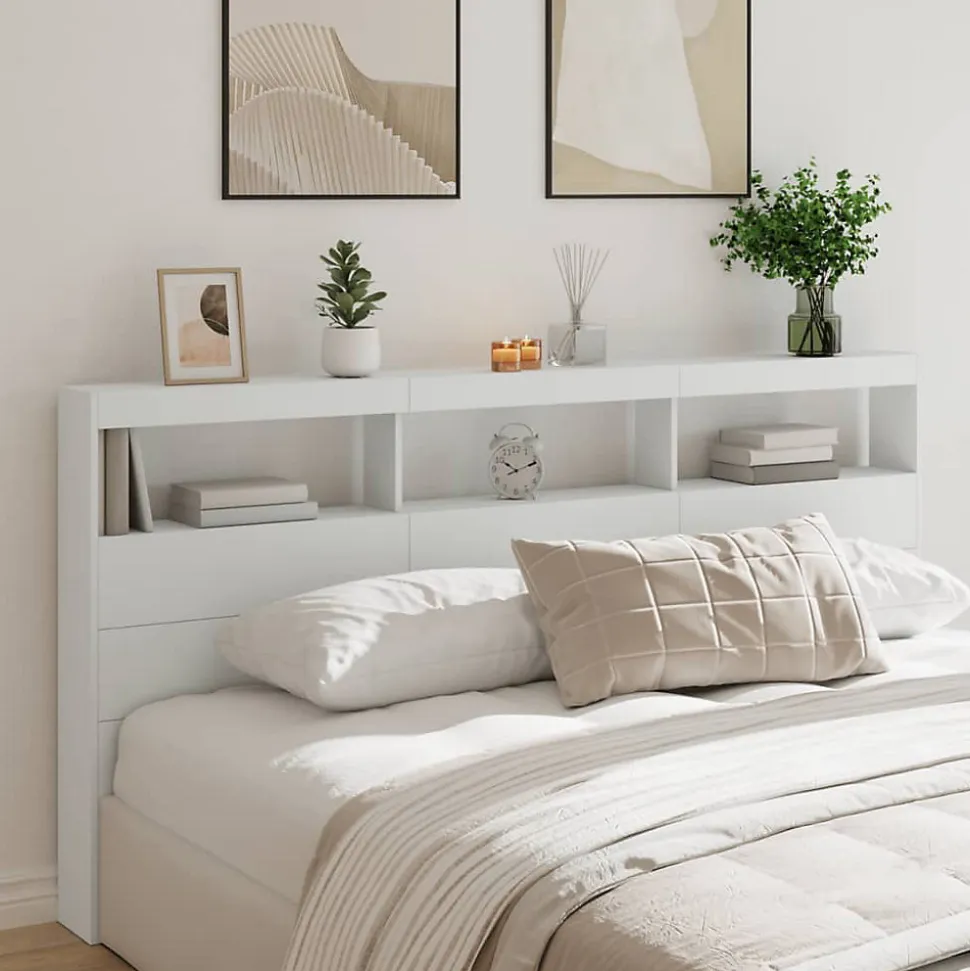 Armoire tête de lit avec LED blanc 200x17x102 cm vidaXL