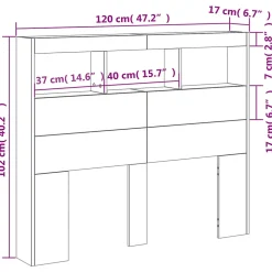 Armoire tête de lit avec LED noir 120x17x102 cm vidaXL