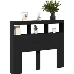 Armoire tête de lit avec LED noir 120x17x102 cm vidaXL