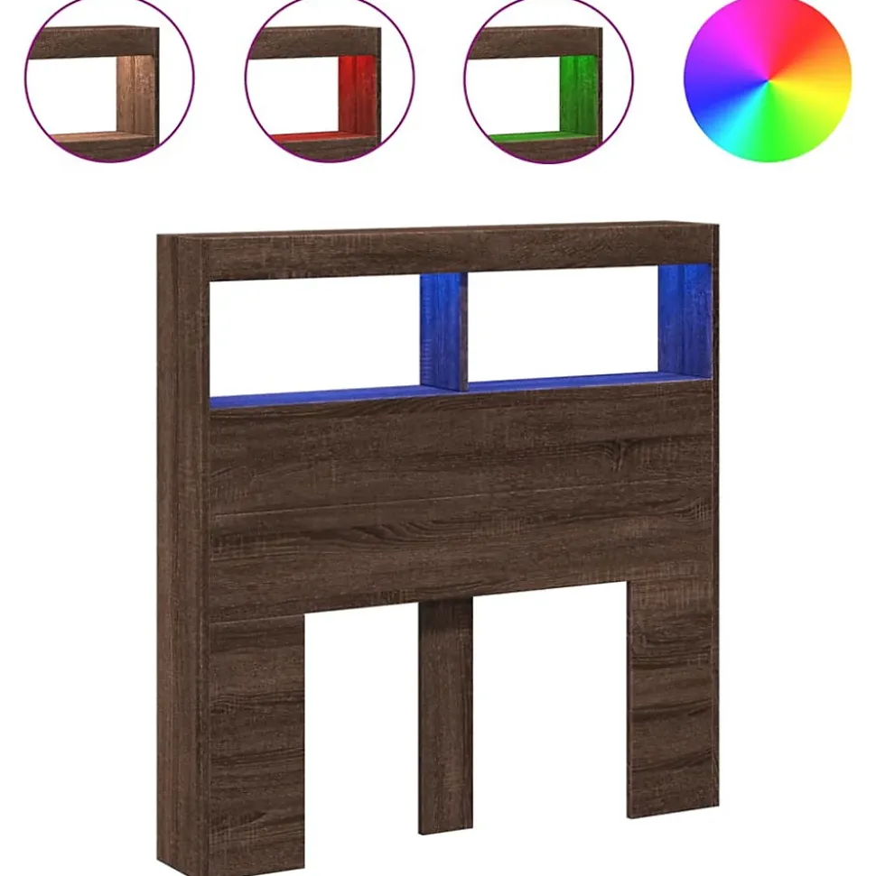 Armoire tête de lit avec LED chêne marron 100x17x102 cm vidaXL