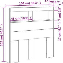 Armoire tête de lit avec LED chêne marron 100x17x102 cm vidaXL
