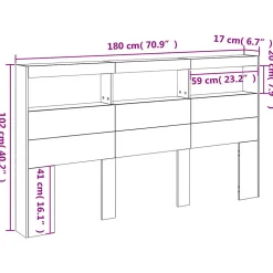 Armoire tête de lit avec LED blanc 180x17x102 cm vidaXL