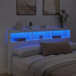 Armoire tête de lit avec LED blanc 180x17x102 cm vidaXL